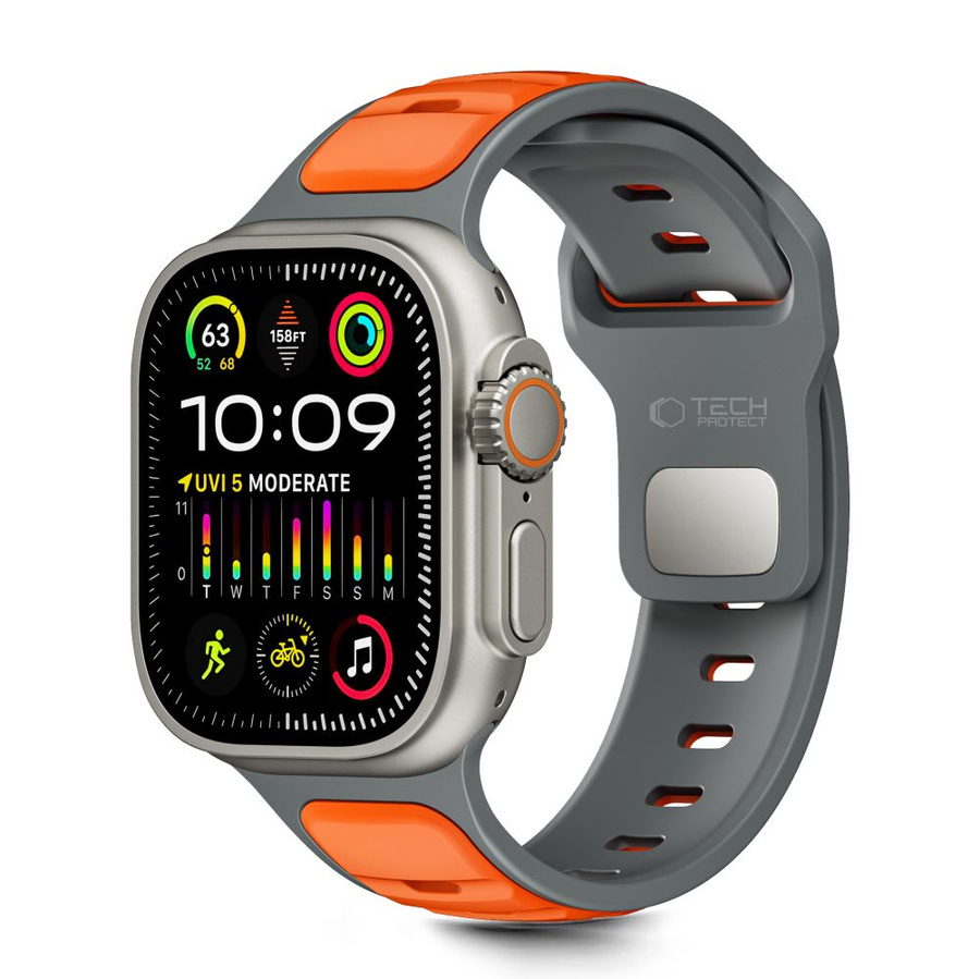 TECH-PROTECT ICONBAND LINE APPLE WATCH 8 / 9 / 10 / 11 / SE / ULTRA (44 / 45 / 46 / 49 MM) pelēks/oranžs