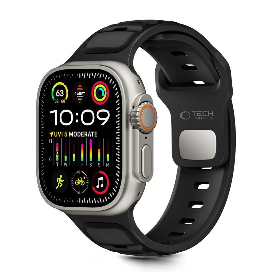 TECH-PROTECT ICONBAND LINE APPLE WATCH 8 / 9 / 10 / 11 / SE / ULTRA (44 / 45 / 46 / 49 MM) melns/melns