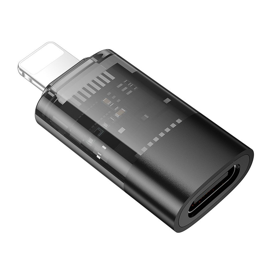 adapteris OTG Lightning do USB C Hoco UA36A transparentny melns