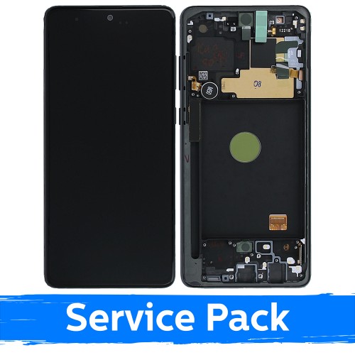 LCD Displejs Saderīgs ar Samsung N770 Note 10 Lite Ar Frame / Aura Melns / (Service Pack)