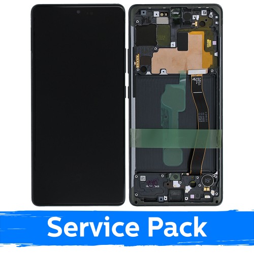 LCD Displejs Saderīgs ar Samsung G770 S10 Lite Ar Frame / Prism Melns / (Service Pack)