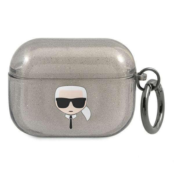 Karl Lagerfeld KLAPUKHGK AirPods Pro maciņš melns Glitter Karl's Head