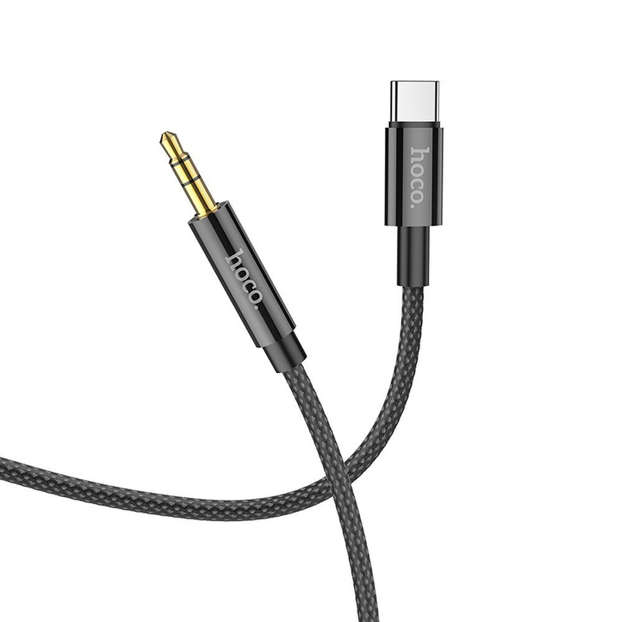 AUX kabelis Jack 3,5 mm uz USB C Hoco 1 m UPA19 melns