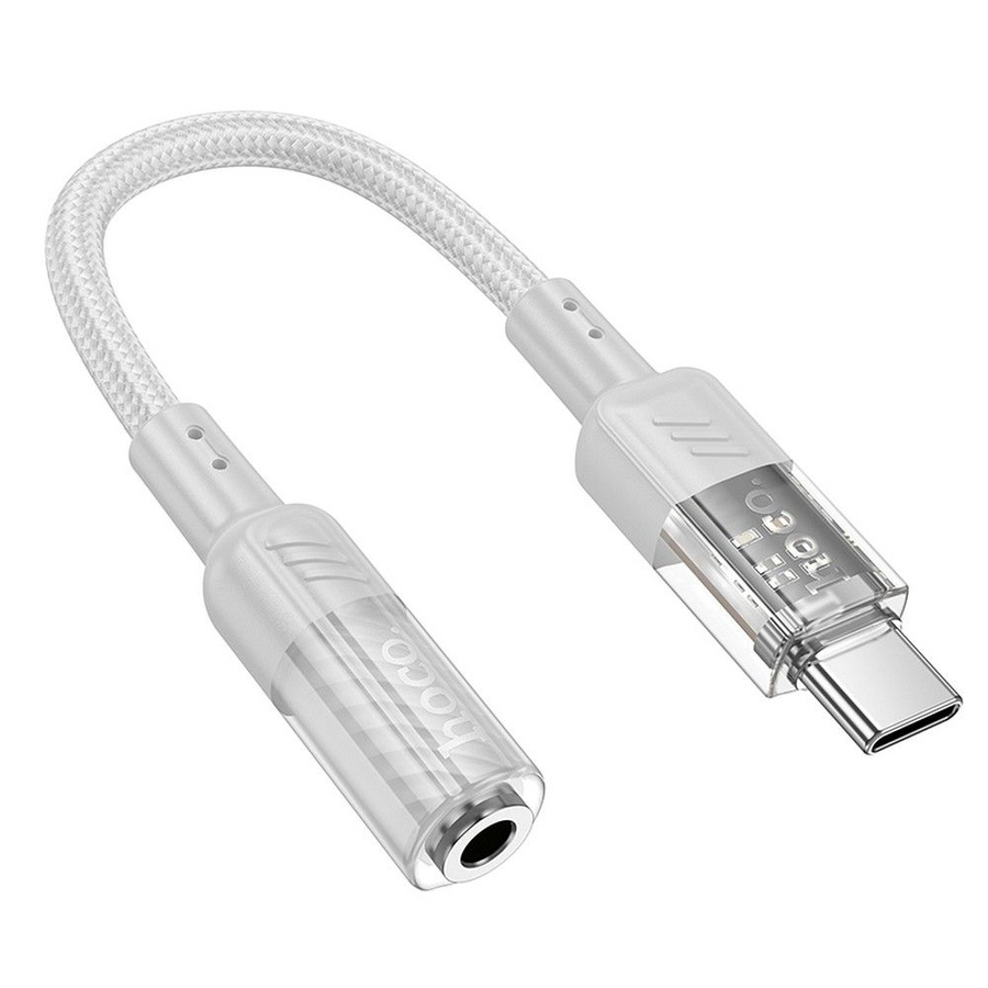 adapteris AUX USB C do Jack 3,5 mm Hoco 0,15 m LS37 transparentny pelēks