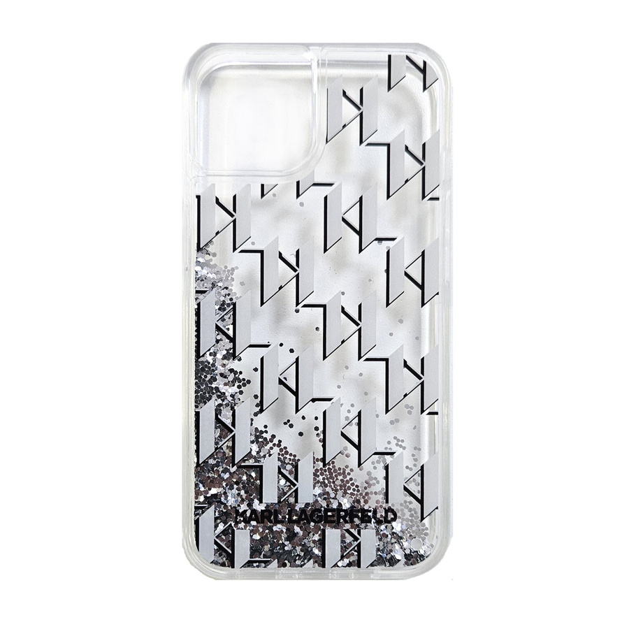 Karl Lagerfeld iPhone 15 Pro Max aizmugurējais maciņš - Liquid glitter - monogram gradient - balts