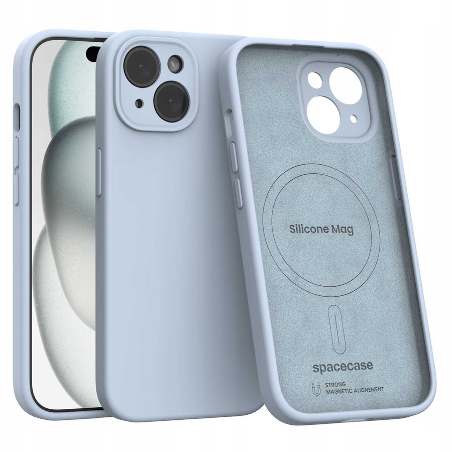 Spacecase Maciņš Silicone Mag iPhone 15 gaiši zils