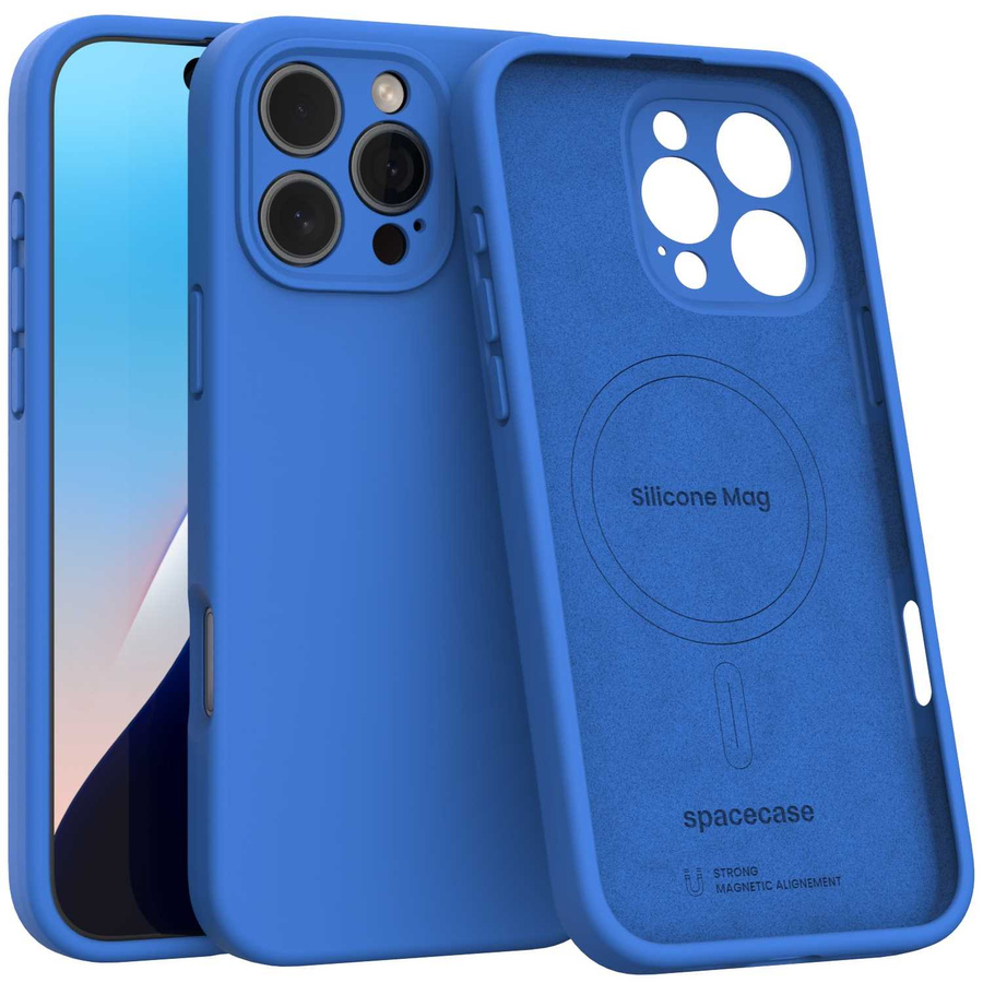 Spacecase Maciņš Silicone Mag iPhone 16 Pro Max zils