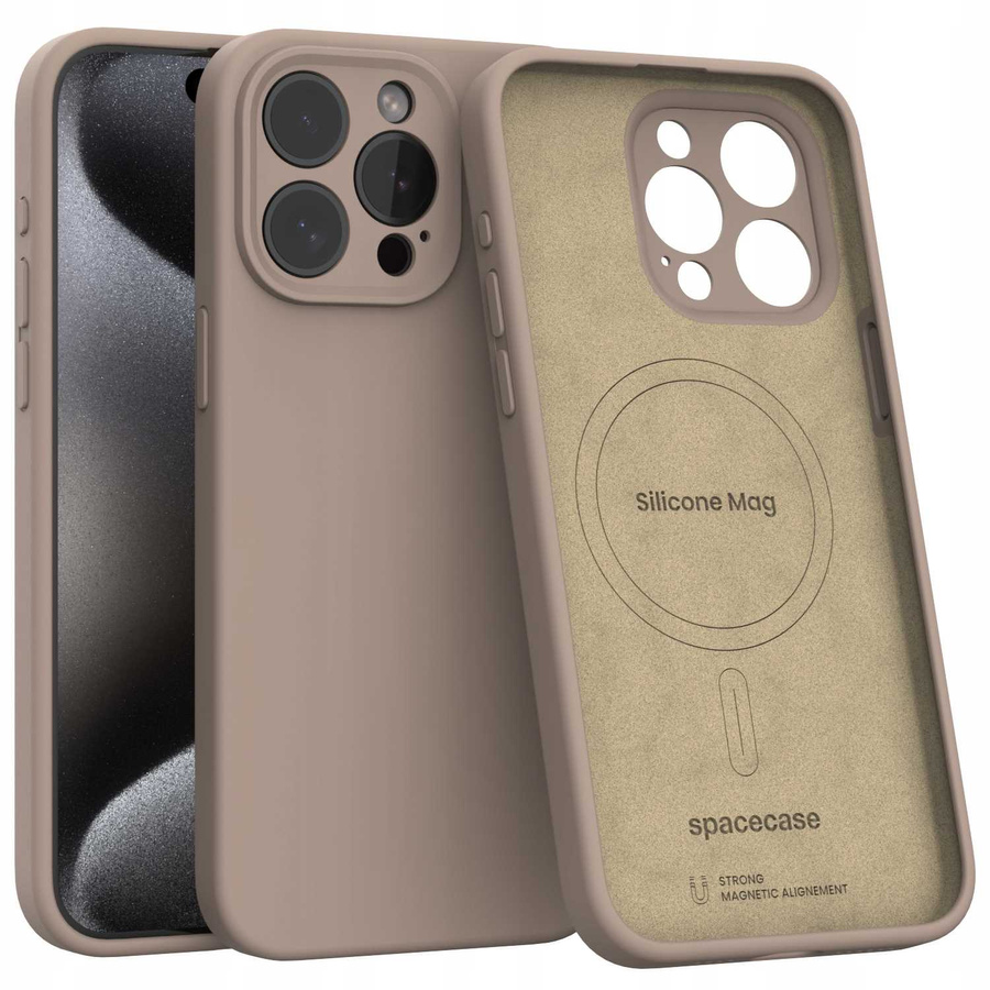Spacecase Maciņš Silicone Mag iPhone 15 Pro Max brūns