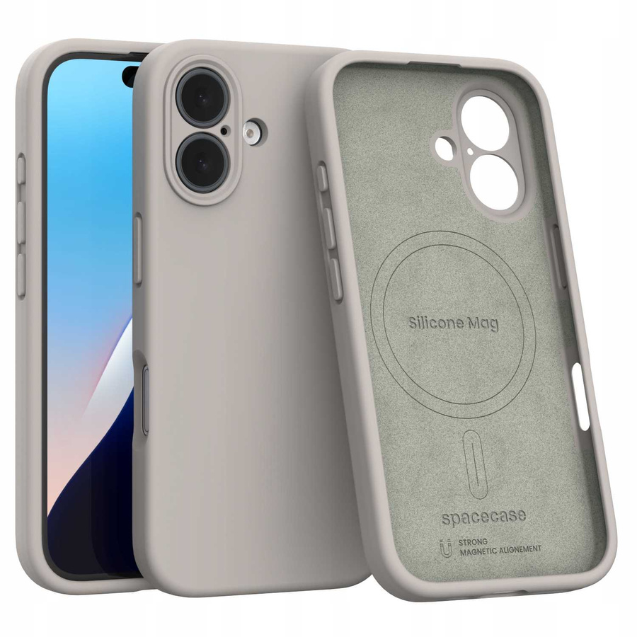 Spacecase Maciņš Silicone Mag iPhone 16 akmens
