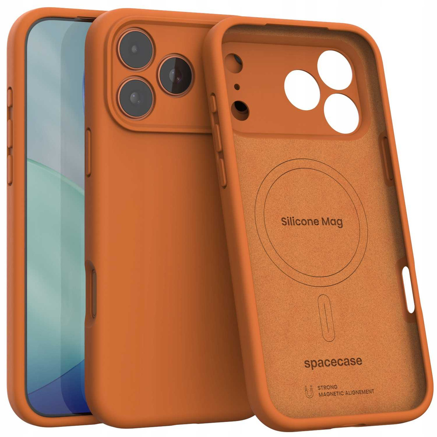 Spacecase Maciņš Silicone Mag iPhone 17 Pro Max oranžs