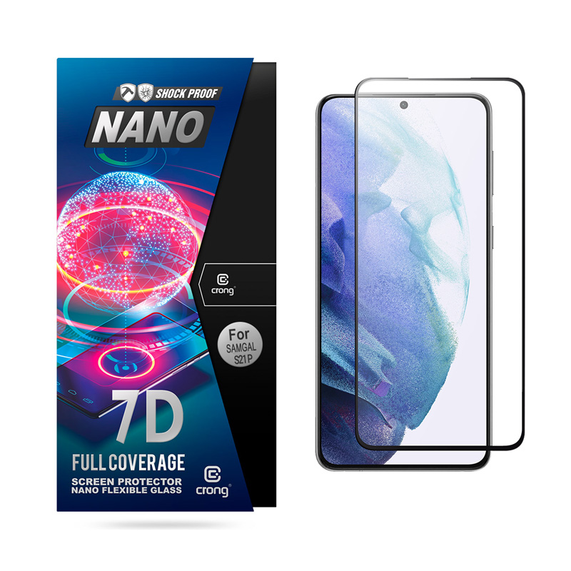 Crong 7D Nano elastīgs Glass – Unbreakable 9H hybrid glass the entire Samsung Galaxy S21+ screen