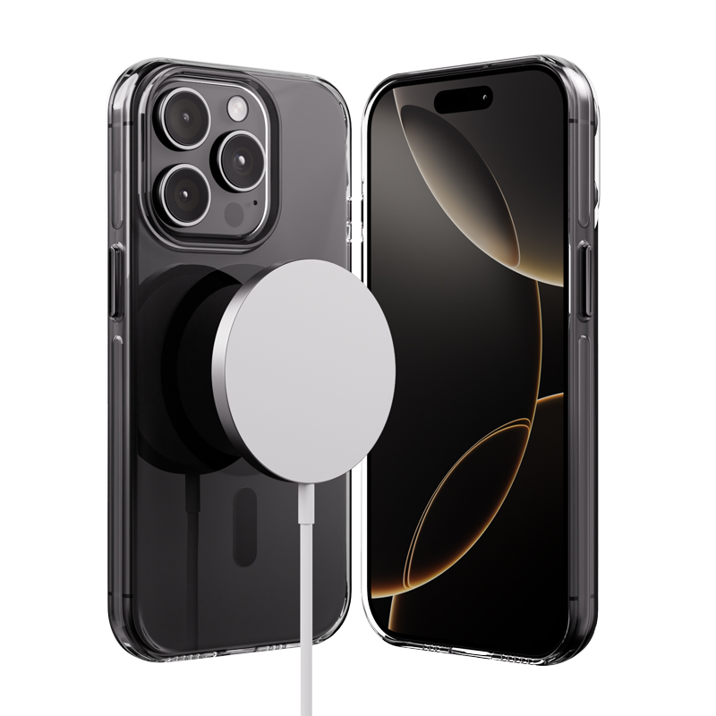 Crong Clear MAG Pro - iPhone 15 Pro MagSafe maciņš (melns)