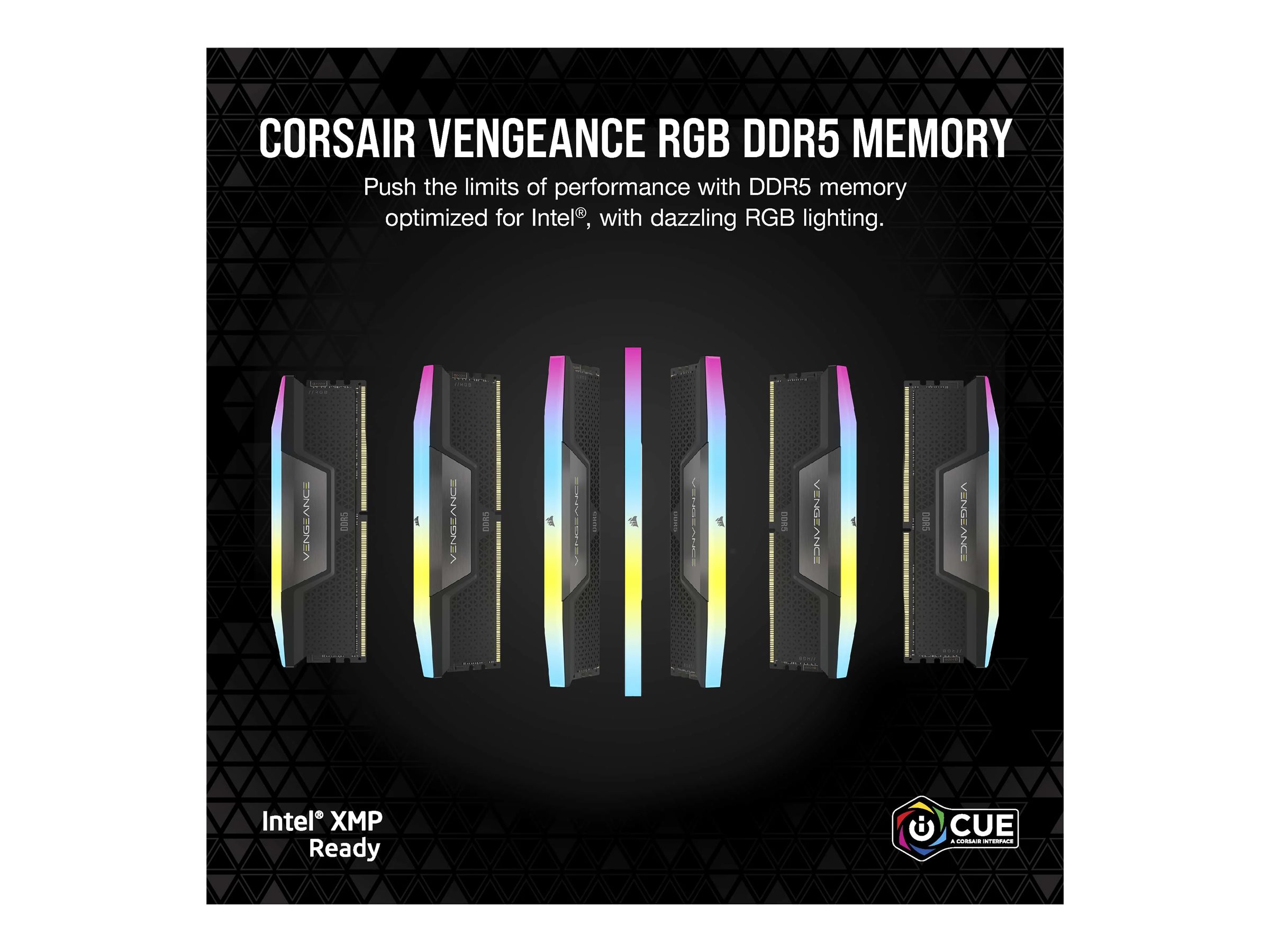 CORSAIR VENGEANCE RGB 32GB 2x16GB DDR5 atmiņa