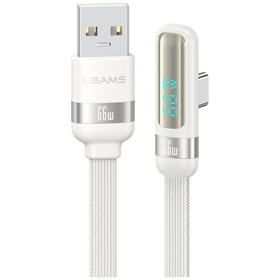 Kabelis USAMS US-SJ651 66W USB-A/USB-C 1.2m balts