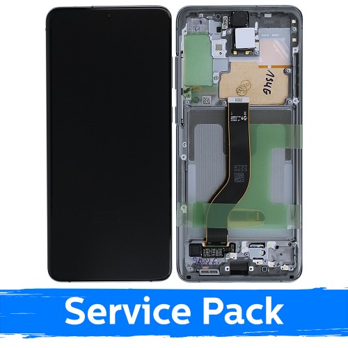 LCD Displejs Saderīgs ar Samsung G986 (G985) S20 Plus Ar Frame / Cosmic Pelēks / (Service Pack)