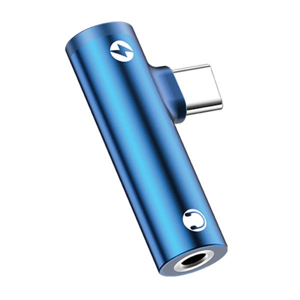 USAMS Adapteris AU07 2w1 USB-C zils/blue USB-C + 3,5mm SJ277TC02 (US-SJ277)