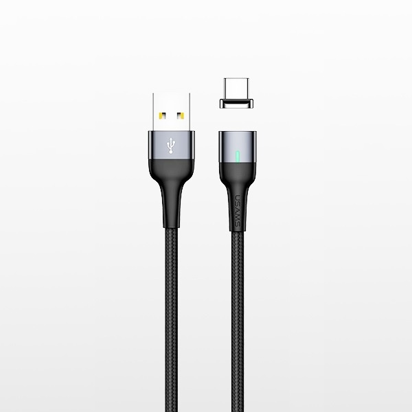 USAMS Magnētiskais kabelis U28 USB-C2A/3A Fast Charge 1m pīts tērauda/tarnish SJ327USB01 (US-SJ327)