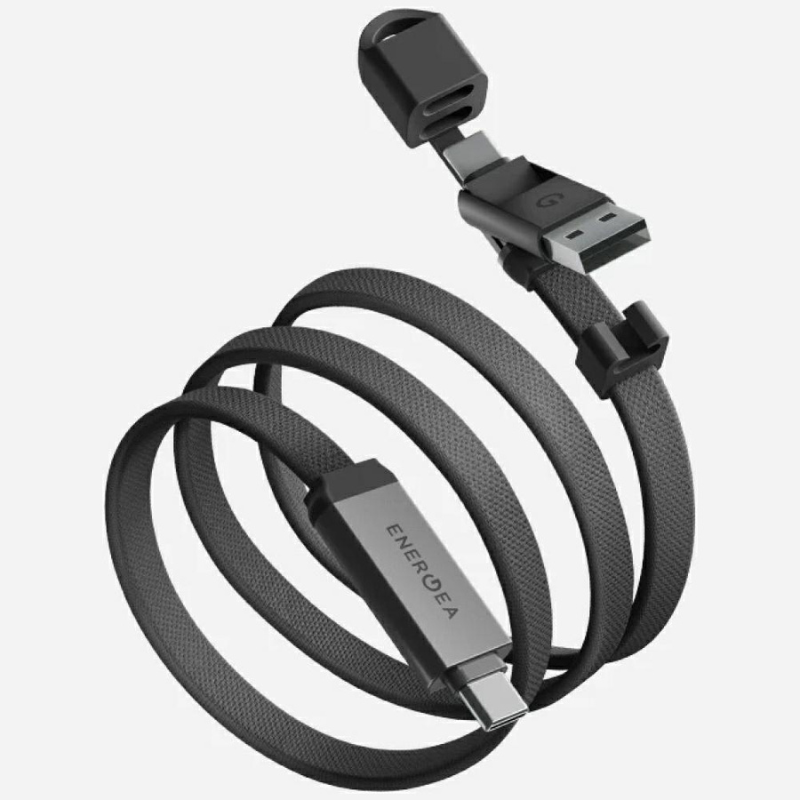 Kabelis Energea Sheath Travel 2w1 USB-C uz USB-C/USB-A 480Mbps 60W 1.2m gunmetal