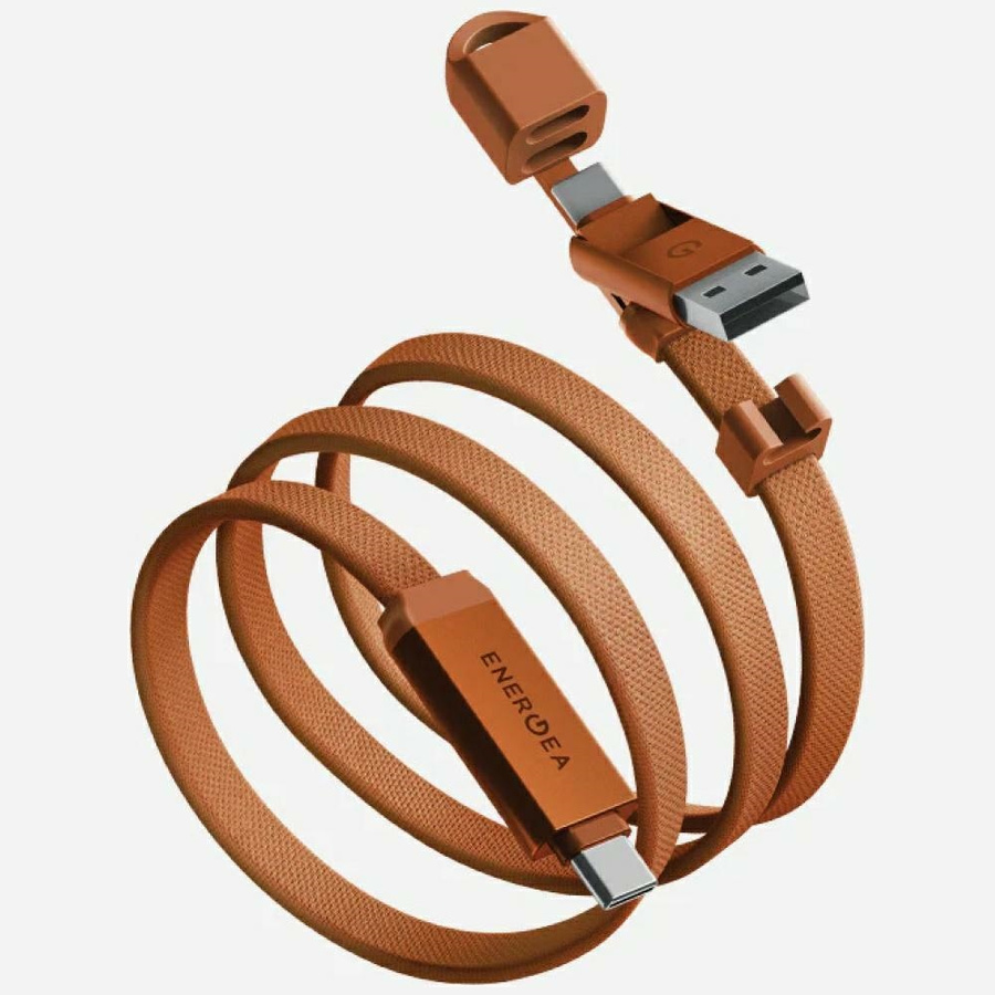 Kabelis Energea Sheath Travel 2w1 USB-C uz USB-C/USB-A 480Mbps 60W 1.2m oranžs