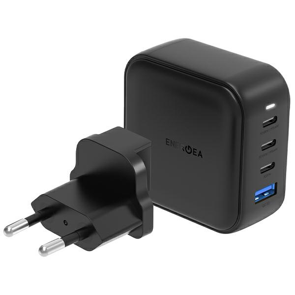ENERGEA tīkla lādētājs 1xUSB+3xUSB-CPD-PPS-QC 3.0 100W 3C1A melns/black US+EU Travelite GAN100