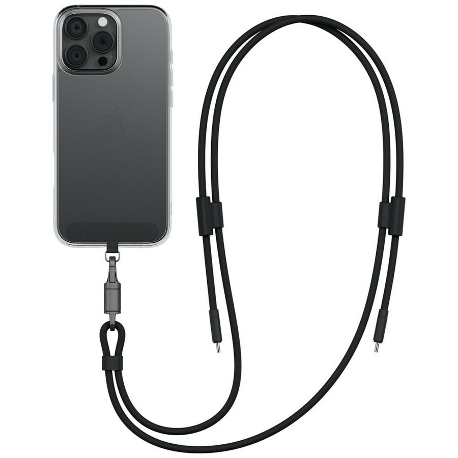 Kabelis ENERGEA Lasso Lanyard siksniņa telefonam USB-C - USB-C 1.5m 240W melns