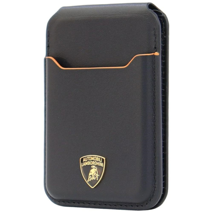 Magnētisks maks Lamborghini D1 Genuine Leather MagSafe statīvs tālrunim oranžs