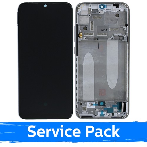 LCD Displejs Saderīgs ar Xiaomi Mi A3 Ar Frame / More than Balts / (Service Pack)