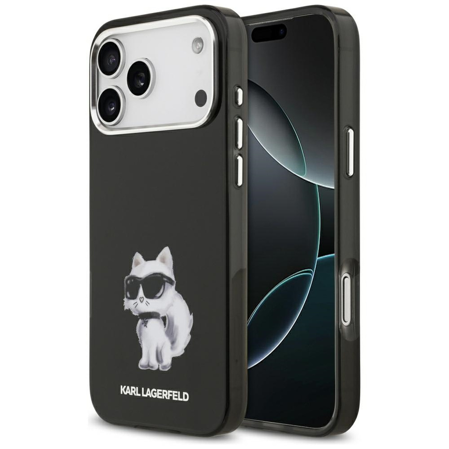 Etui Karl Lagerfeld IML Aquarelle        Choupette & Logo MagSafe do iPhone 17 Pro Max melns