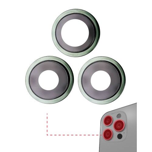 Rear Camera Lens Saderīgs ar Apple iPhone 11 Pro / Pro Max Rear Camera Lens Original 3in1 (Ar Zaļš Frame)
