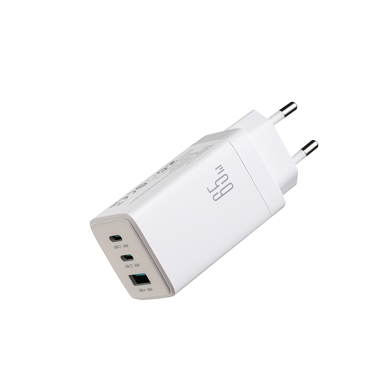 Joyroom JR-TG10 65W GaN 2x USB-C + USB-A sienas lādētājs ar 100W USB-C - USB-C 1.2m kabeli - balts