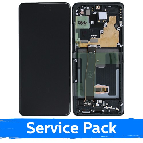 LCD Displejs Saderīgs ar Samsung G988 S20 Ultra Ar Frame / Cosmic Melns / (Service Pack)