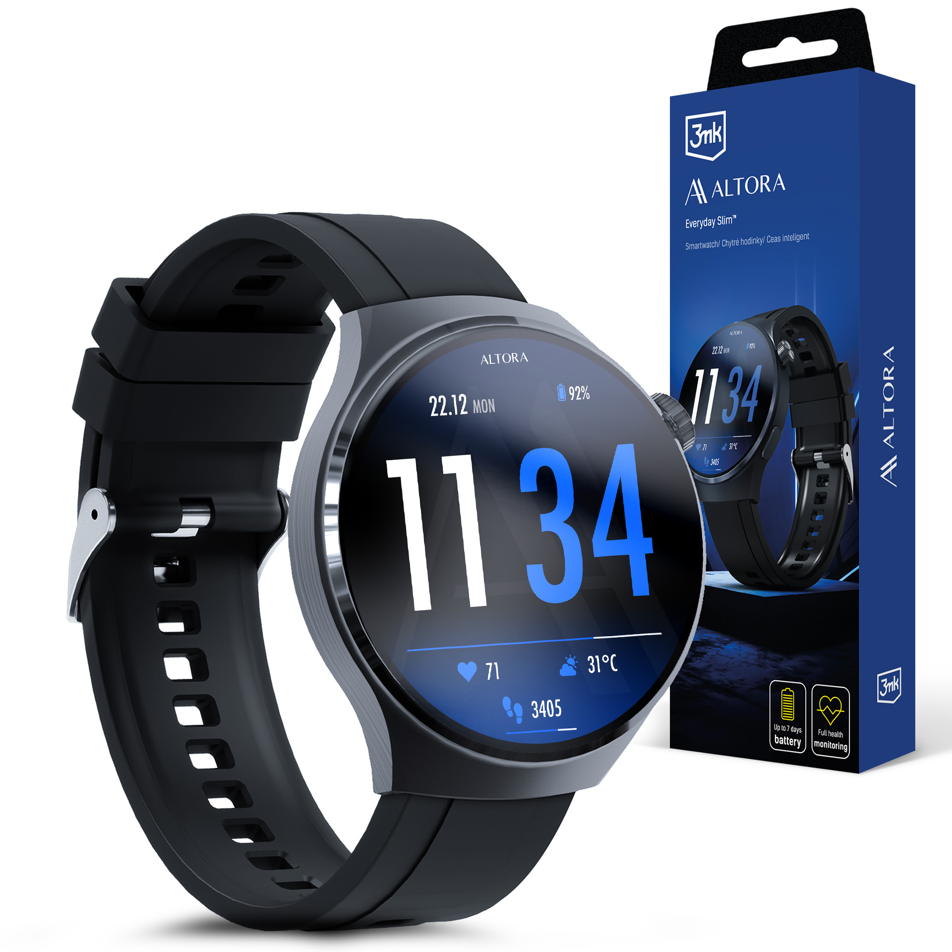 3mk pulksteņa aizsardzība ARC Smartwatch ekrāna aizsargs Altora Everyday Slim viedpulksteņa ekrānam