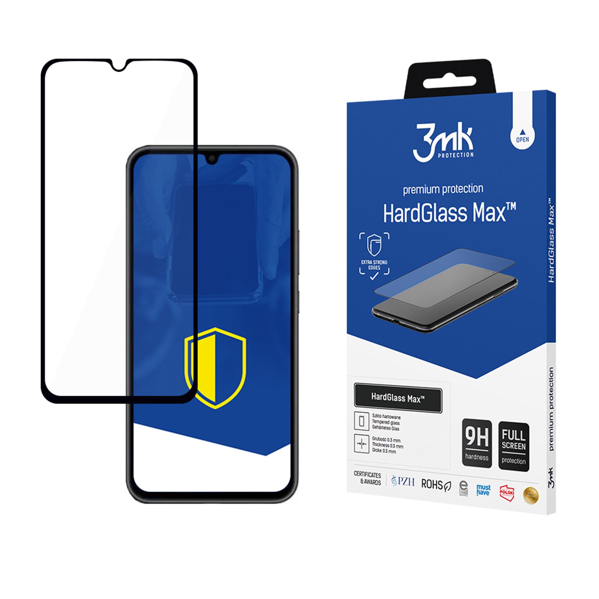 Reinforced Full Coverage Tempered Glass 3mk HardGlass Max Black for Samsung Galaxy A34 5G