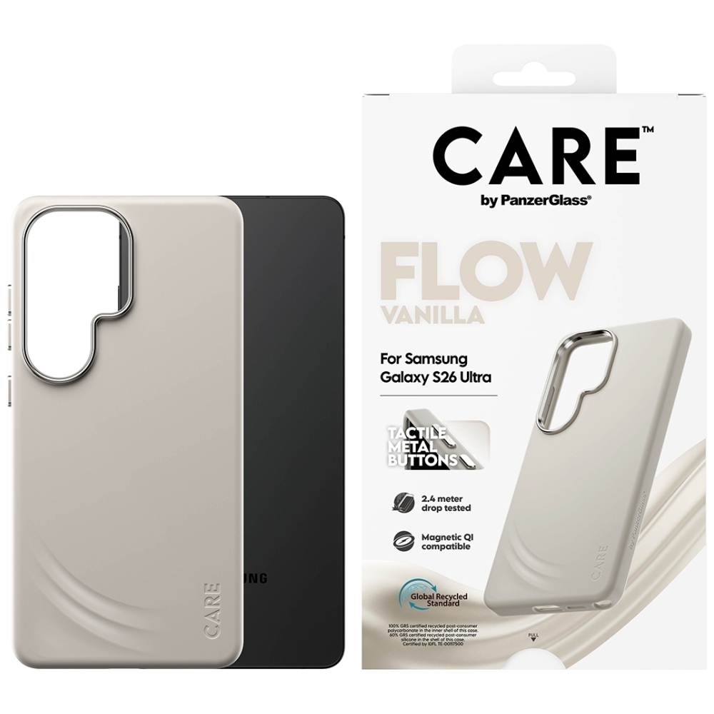 CARE by PanzerGlass Flow Vanilla Qi Case for Samsung Galaxy S26 Ultra - Beige