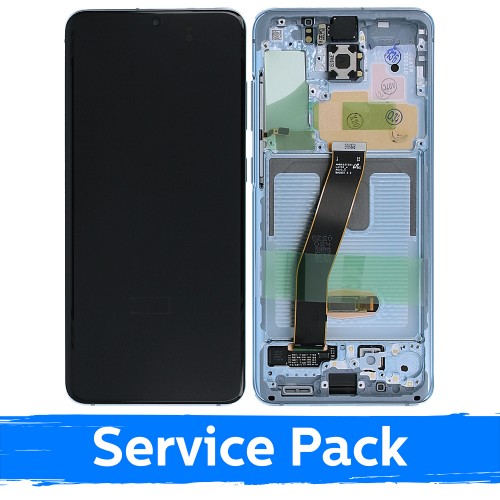 LCD Displejs Saderīgs ar Samsung G980 (G981) S20 Ar Frame / Cloud Zils / (Service Pack)