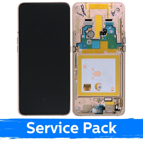 LCD Displejs Saderīgs ar Samsung A805 2019 A80 Zeltains Ar Frame (Service Pack)