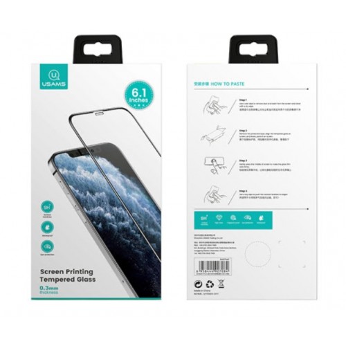 Screen Protection "USAMS Full Glue 5D" Apple iPhone 12 Mini Melns 0.3mm
