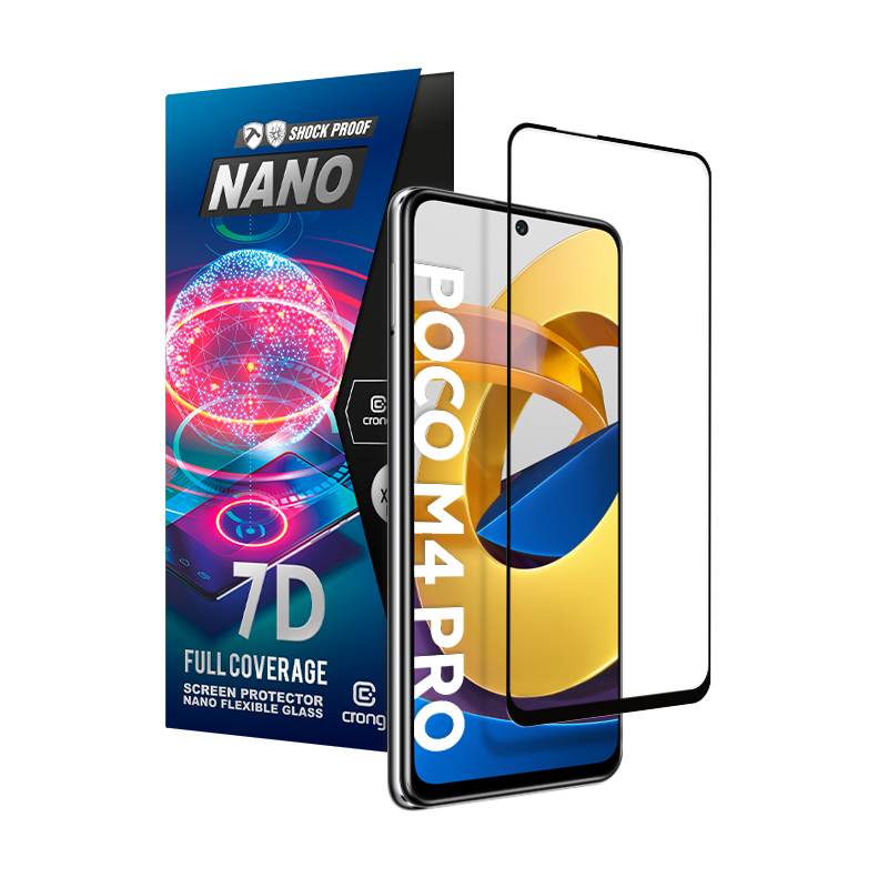 Crong 7D Nano elastīgs Glass - Unbreakable 9H Hybrid Glass the Full Screen Xiaomi POCO M4 Pro 5G