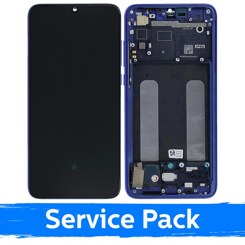 LCD Displejs Saderīgs ar Xiaomi Mi 9 Lite Ar Frame / Aurora Zils / (Service Pack)