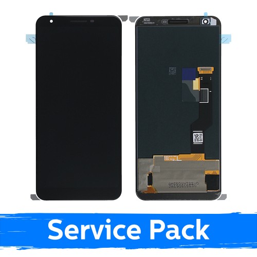 LCD Displejs Saderīgs ar Google Pixel 3A XL Melns Ar Frame (Service Pack)