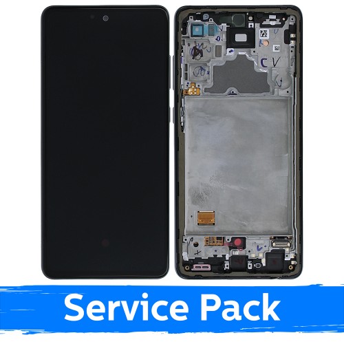 LCD Displejs Saderīgs ar Samsung A725 A72 Ar Frame / Awesome Melns / (Service Pack)