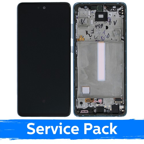 LCD Displejs Saderīgs ar Samsung A525 (A526) A52 Ar Frame / Awesome Zils / (Service Pack)