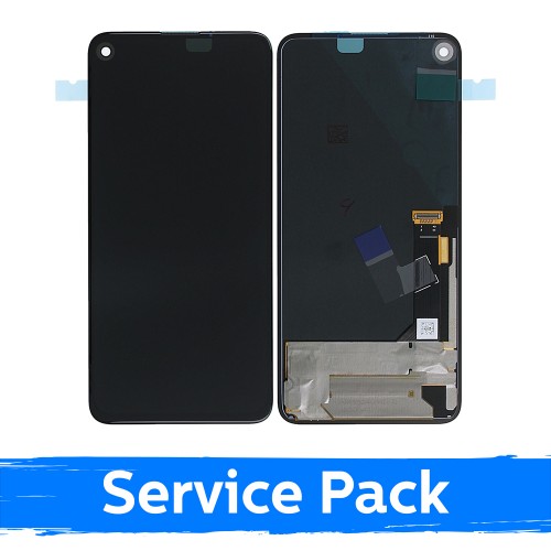 LCD Displejs Saderīgs ar Google Pixel 4A 5G / G025I / Melns Ar Frame (Service Pack)