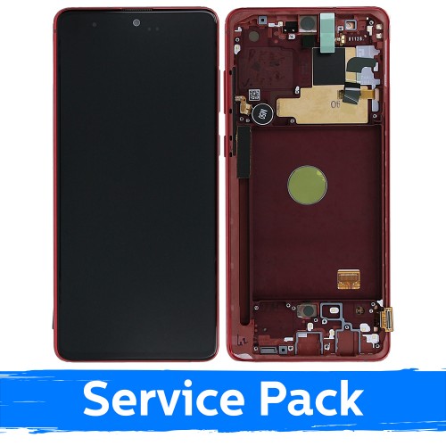 LCD Displejs Saderīgs ar Samsung N770 Note 10 Lite Ar Frame / Aura Sarkans / (Service Pack)