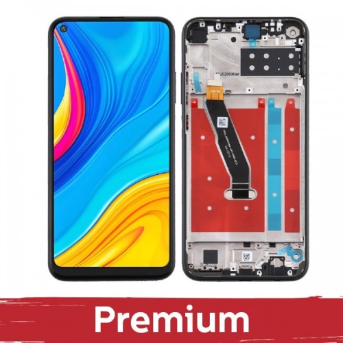 LCD Displejs Saderīgs ar Huawei P40 Lite E ar Frame / Midnight Melns / OEM