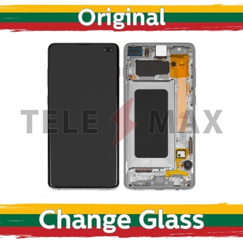 LCD Displejs Saderīgs ar Samsung G975 S10 Plus / Prism Balts / Original (Telemax Renewed)