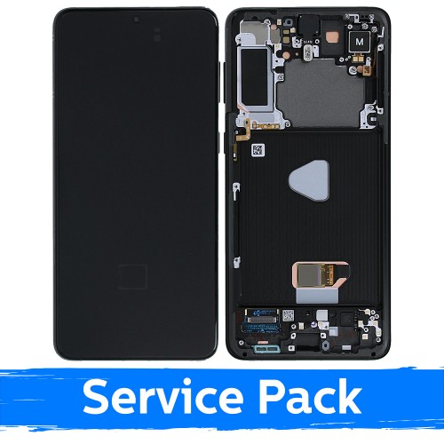 LCD Displejs Saderīgs ar Samsung G996 S21 Plus Ar Frame / Phantom Melns / (Service Pack)