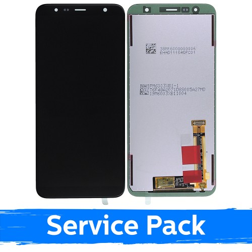 LCD Displejs Saderīgs ar Samsung J610 J6+ / J415 J4+ Melns (Service Pack)