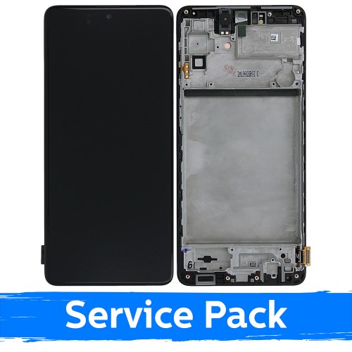 LCD Displejs Saderīgs ar Samsung M515 M51 Melns Ar Frame (Service Pack)