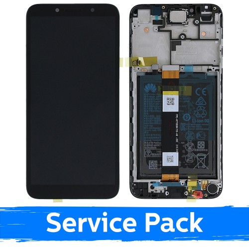 LCD Displejs Saderīgs ar Huawei Y5P / Honor 9S Melns Ar Frame (Service Pack)